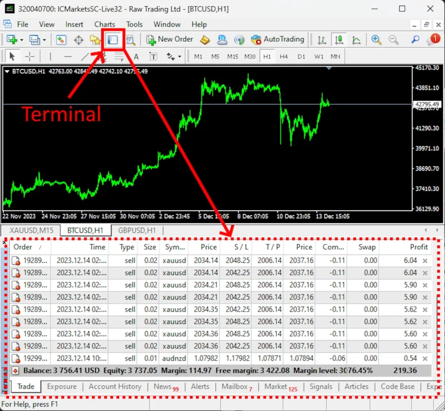 terminal MT4 trading